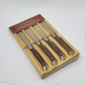 Laguiole 4-Piece  Steak Knife Cutlery Set With Wooden Storage Tray New